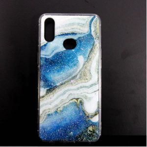 CAPA SILICONE DURA COM PADRAO MARMORE SAMSUNG GALAXY A10S AZUL D2