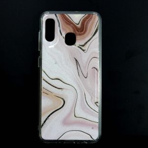 CAPA SILICONE DURA COM PADRÃO MÁRMORE SAMSUNG GALAXY A30/ A20 ROSA