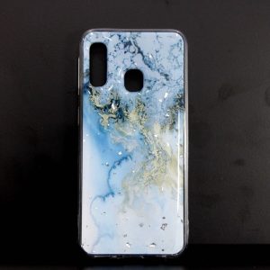 CAPA SILICONE DURA COM PADRÃO MÁRMORE SAMSUNG GALAXY A20E AZUL