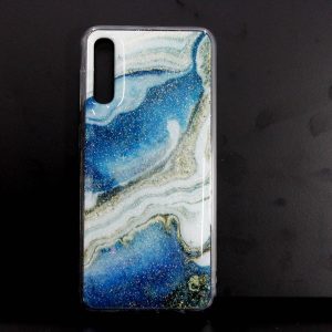 CAPA SILICONE DURA COM PADRÃO MÁRMORE SAMSUNG GALAXY A50S/A50 AZUL