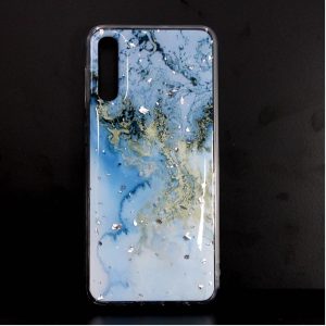 CAPA SILICONE DURA COM PADRÃO MÁRMORE SAMSUNG GALAXY A50S/A50 AZUL CLARO