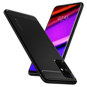 CAPA SILICONE GEL SPIGEN RUGGED ARMOR SAMSUNG GALAXY S20 PLUS PRETO