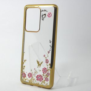 CAPA SILICONE GEL COM DESENHO FLOR SAMSUNG GALAXY S20 PLUS / S11 DOURADO
