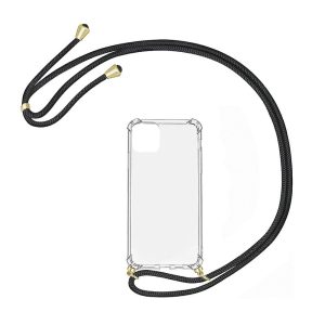 CAPA SILICONE DURA ANTI-CHOQUE HUAWEI P40 LITE E TRANSPARENTE COM CORDA