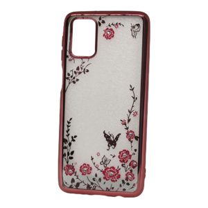 CAPA SILICONE GEL COM DESENHO FLOR SAMSUNG GALAXY M31S ROSA DOURADO