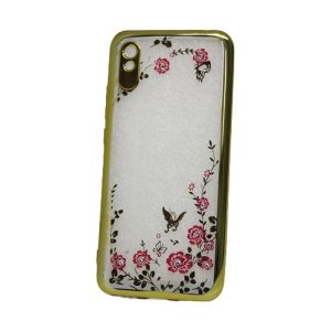 CAPA SILICONE GEL COM DESENHO FLOR XIAOMI REDMI 9A DOURADO