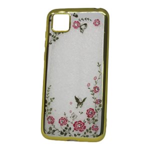 CAPA SILICONE GEL COM DESENHO FLOR XIAOMI REDMI 9C DOURADO