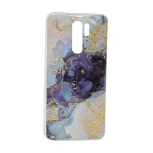 CAPA SILICONE DURA COM PADRÃO MÁRMORE XIAOMI REDMI 9 ROXO COM BRILHANTE