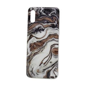 CAPA SILICONE DURA COM PADRÃO MÁRMORE XIAOMI REDMI 9A CASTANHO COM BRILHANTE