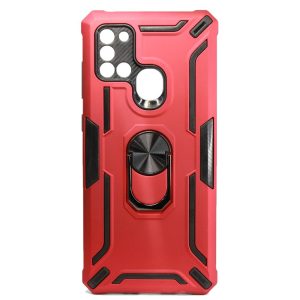 CAPA SILICONE TPU KICKSTAND HEAVY DUTY HIBRID SAMSUNG GALAXY A21S VERMELHO ANEL