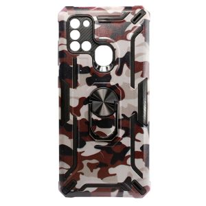 CAPA SILICONE DURA E METAL COM ANEL DE DEDO SAMSUNG GALAXY A21S DESENHO MILITRY