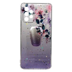CAPA SILICONE COM DESENHO BLING GLITTER SAMSUNG GALAXY A52 / A52S ROXO FLOWERS C