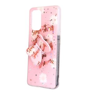 CAPA SILICONE COM DESENHO BLING GLITTER SAMSUNG GALAXY A22 5G ROSA BORBOLETA