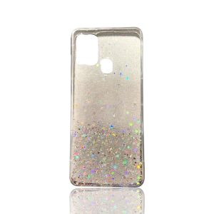 CAPA SILICONE COM DESENHO BLING GLITTER SAMSUNG GALAXY A21S / A217 TRANSPARENTE