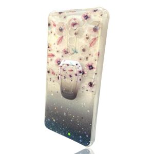 CAPA SILICONE COM DESENHO BLING GLITTER XIAOMI REDMI 9 6.53" PRETO FLOWERS COM K