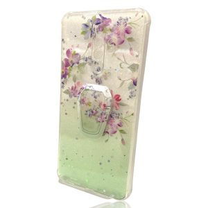 CAPA SILICONE COM DESENHO BLING GLITTER XIAOMI REDMI 9 VERDE TURQUESA FLOWERS CO