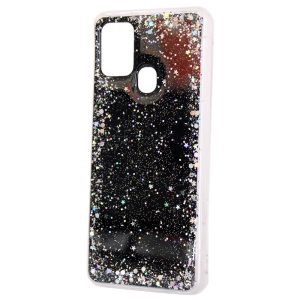 CAPA SILICONE COM DESENHO BLING GLITTER SAMSUNG GALAXY A21S / A217 PRETO