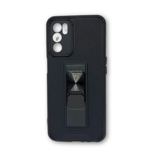 CAPA SILICONE DURA ANTI-CHOQUE OPPO A16 / A16S PRETO KICKSTAND
