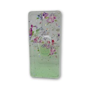 CAPA SILICONE COM DESENHO BLING GLITTER SAMSUNG GALAXY A52 / A52S VERDE FLOWERS