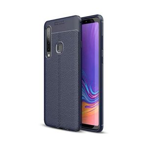 CAPA SILICONE GEL COM PADRÃO COURO SAMSUNG A9 2018 AZUL