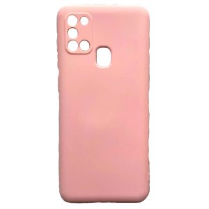 CAPA SILICONE GEL SAMSUNG GALAXY A21S ROSA COM PROTETOR DE CÂMERA