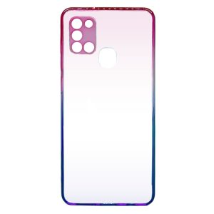 CAPA SILICONE GEL BUMPER SAMSUNG GALAXY A21S ROSA GRADIENTE COM PROTETOR DE CÂME