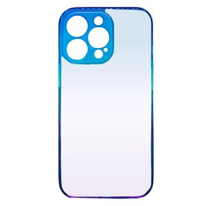 CAPA SILICONE GEL BUMPER APPLE IPHONE 13 PRO AZUL GRADIENTE COM PROTETOR DE CÂME