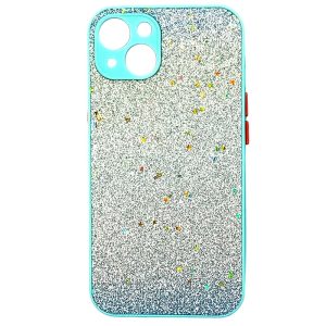 CAPA SILICONE COM DESENHO BLING GLITTER APPLE IPHONE 13 VERDE COM PROTETOR DE CÂ