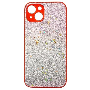 CAPA SILICONE COM DESENHO BLING GLITTER APPLE IPHONE 13 VERMELHO COM PROTETOR DE