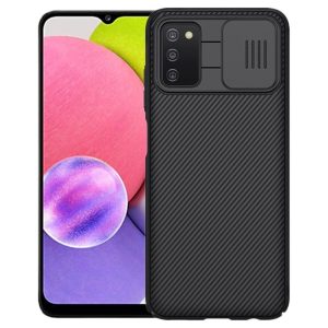 CAPA SILICONE DURA SAMSUNG GALAXY A03S/A037 PRETO NILLKIN COM PROTETOR DE CÂMERA