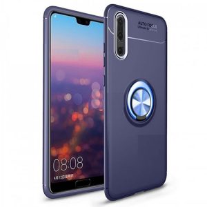 CAPA SILICONE COM ANEL DE DEDO HUAWEI P20 AZUL ESCURO AUTO FOCUS