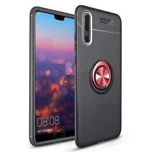 CAPA SILICONE COM ANEL DE DEDO HUAWEI P20 VERMELHO AUTO FOCUS