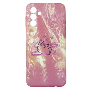 CAPA SILICONE GEL COM DESENHO SAMSUNG GALAXY A13 5G ROSA COROA COM PROTETOR DE C