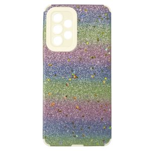 CAPA SILICONE COM DESENHO BLING GLITTER SAMSUNG GALAXY A53 5G CREME TRICOLOR