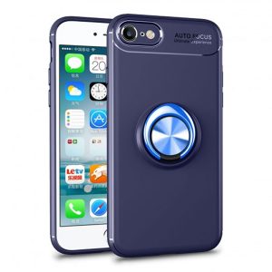CAPA SILICONE DURA E METAL COM ANEL DE DEDO APPLE IPHONE 7/8 AZUL