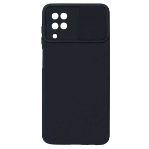 CAPA SILICONE GEL SAMSUNG GALAXY A12 PRETO COM PROTETOR DE CAMERA E JANELA DESLI