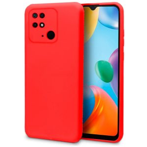 CAPA SILICONE GEL XIAOMI REDMI 10C VERMELHO COM PROTETOR DE CÂMERA ROBUSTA