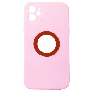 CAPA SILICONE GEL APPLE IPHONE 11 ROSA CLARA COM PROTETOR DE CÂMERA ROBUSTA