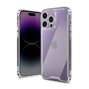 CAPA SILICONE DURA ANTI-CHOQUE APPLE IPHONE 14 PRO MAX TRANSPARENTE COM PROTETOR