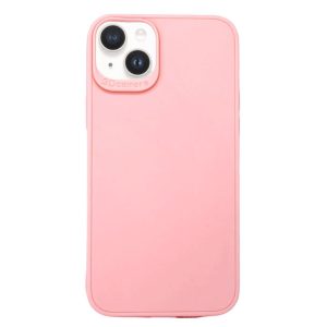 CAPA SILICONE GEL APPLE IPHONE 14 PLUS ROSA CLARA 3D CAMERA