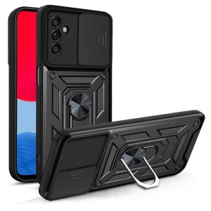 CAPA SILICONE COM ANEL DE DEDO SAMSUNG GALAXY A13 5G PRETO COM PROTETOR DE CAMER