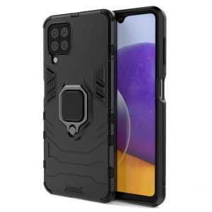 CAPA SILICONE ANTI-CHOQUE ARMOR CARBON SAMSUNG GALAXY A12 PRETO RING ARMOR COM P