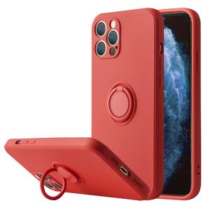CAPA SILICONE COM ANEL DE DEDO APPLE IPHONE 14 PRO VERMELHO COM PROTETOR DE CÂME
