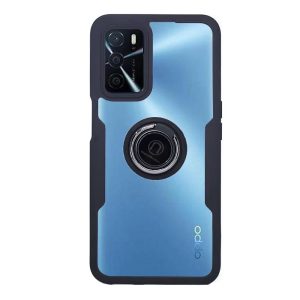 CAPA SILICONE DURA 360º COM ANEL DE DEDO OPPO A16/A16S/A55 5G PRETO MAGNÉTICO