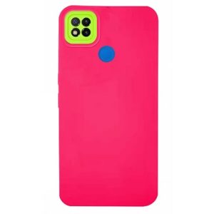 CAPA SILICONE GEL XIAOMI REDMI 9C ROSA FLUORESCENTE COM PROTETOR DE CÂMERA