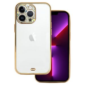 CAPA SILICONE GEL APPLE IPHONE 14 PRO MAX DOURADO COM PROTETOR DE CÂMERA BRILHAN