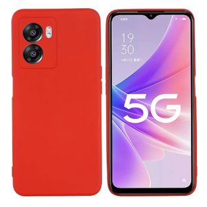 CAPA SILICONE GEL OPPO A77 5G VERMELHO COM PROTETOR DE CÂMERA ROBUSTA