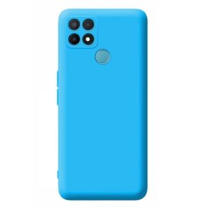 CAPA SILICONE GEL OPPO A15 AZUL COM PROTETOR DE CÂMERA ROBUSTA