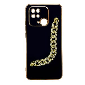 CAPA SILICONE GEL XIAOMI REDMI 10C PRETO COM PROTETOR DE CÂMERA E CORRENTE DESIG