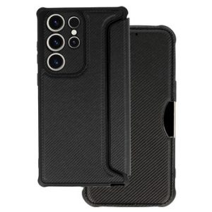CAPA FLIP COVER SAMSUNG GALAXY S23 ULTRA PRETO RAZOR CARBON COM PROTETOR DE CÂME
